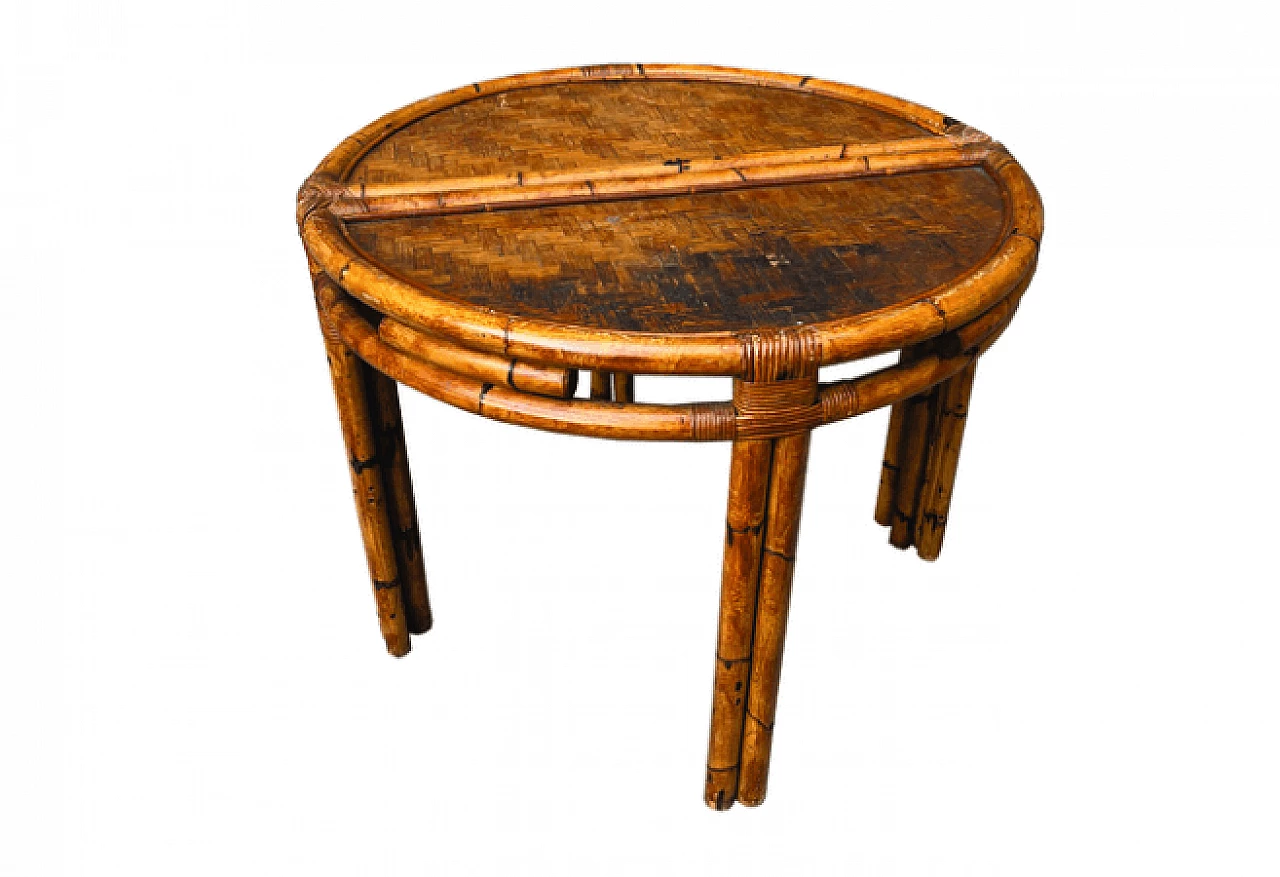 Semicircular console in bamboo and rattan, '60s 1