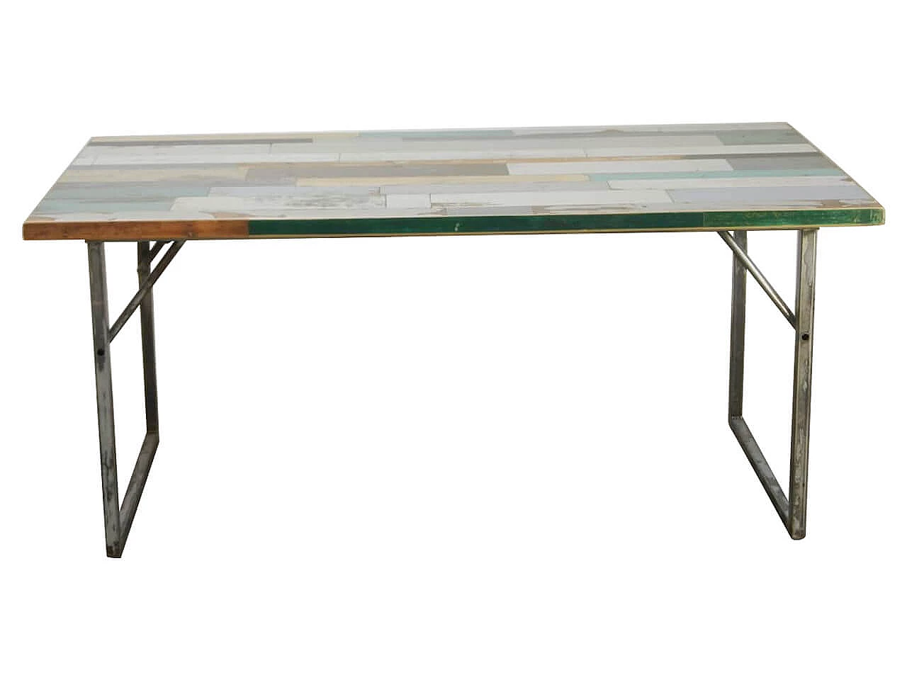 Tavolo con piano in patchwork di legno con gambe pieghevoli 1067366