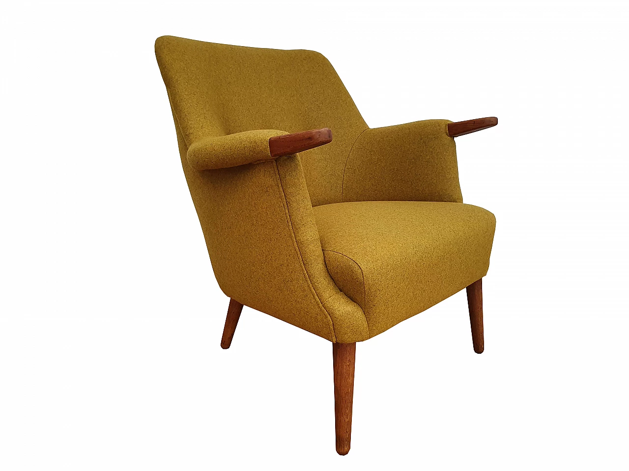 Danish armchair, wool, teak wood, 50s 1067543