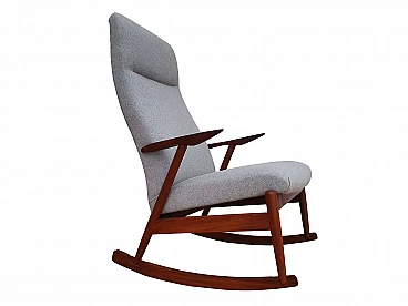 Scandinavian rocking chair, teak wood, 60's, completely renovated