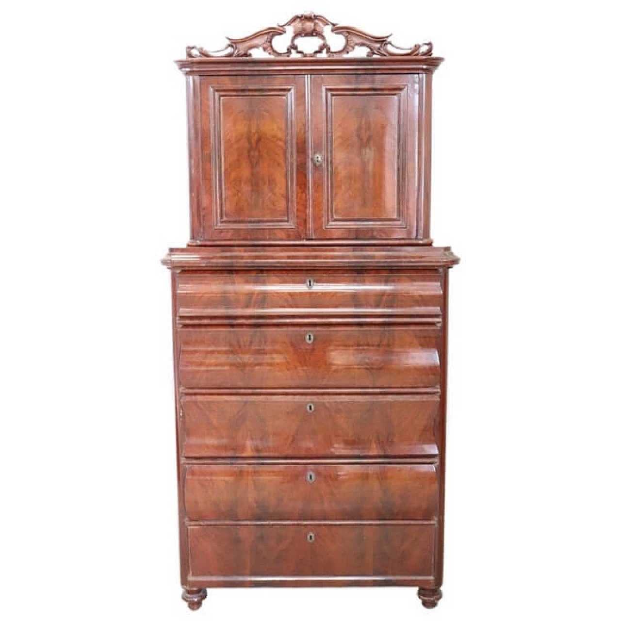 Antique chest of drawers with mahogany riser, 19th century 1067721