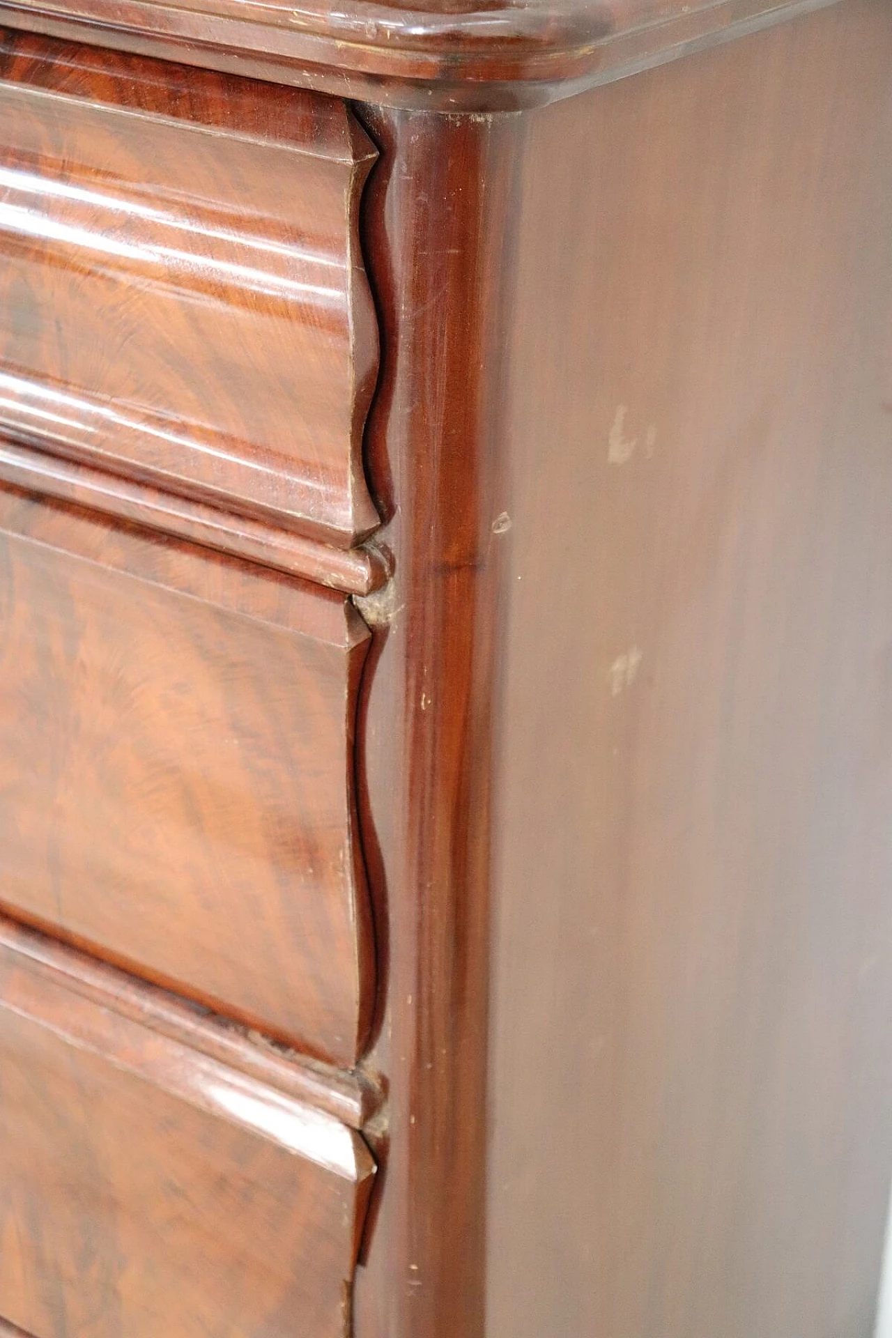 Antique chest of drawers with mahogany riser, 19th century 1067727