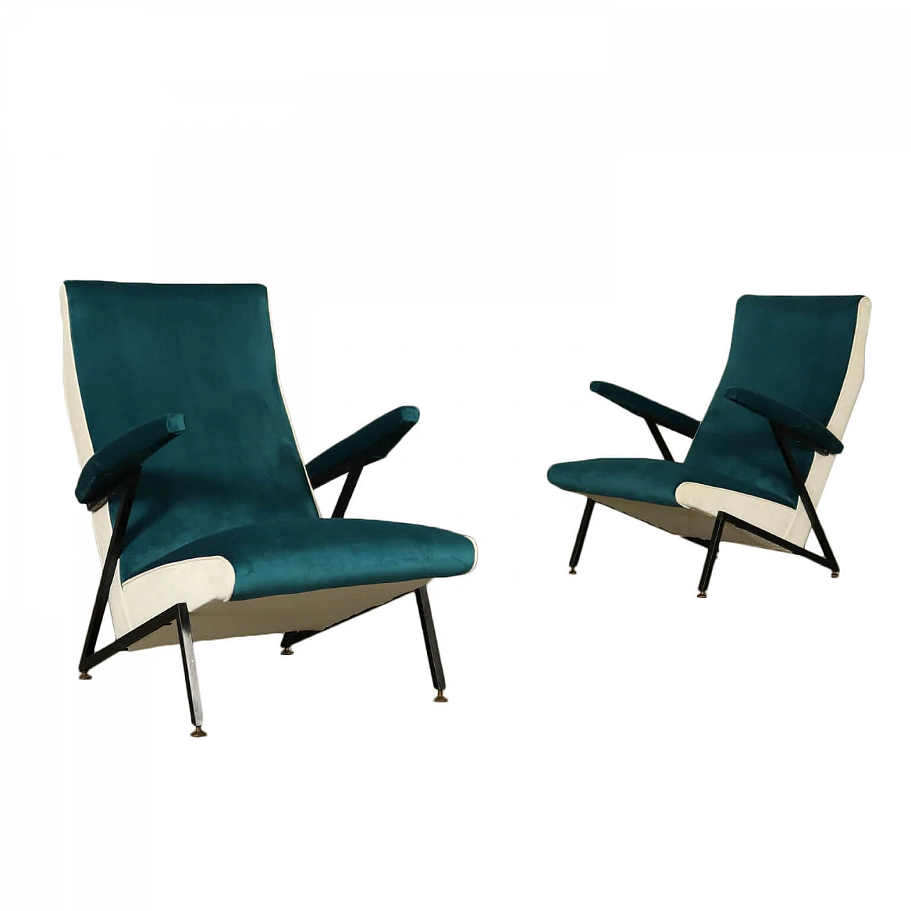 Pair of velvet armchairs, '50s 1068203