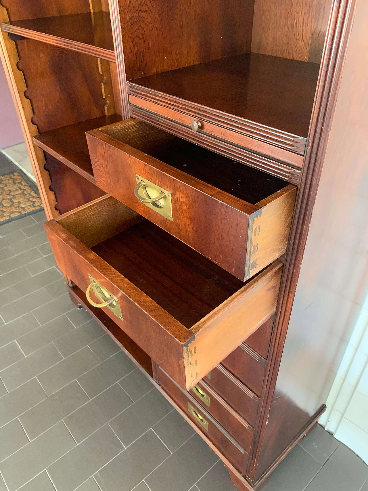 Libreria inglese stile nautico, in mogano 1068294