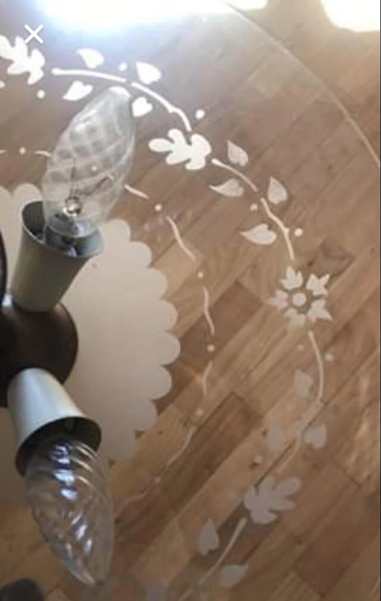 Brass chandelier, with engraved glass, 3 lights 1068456