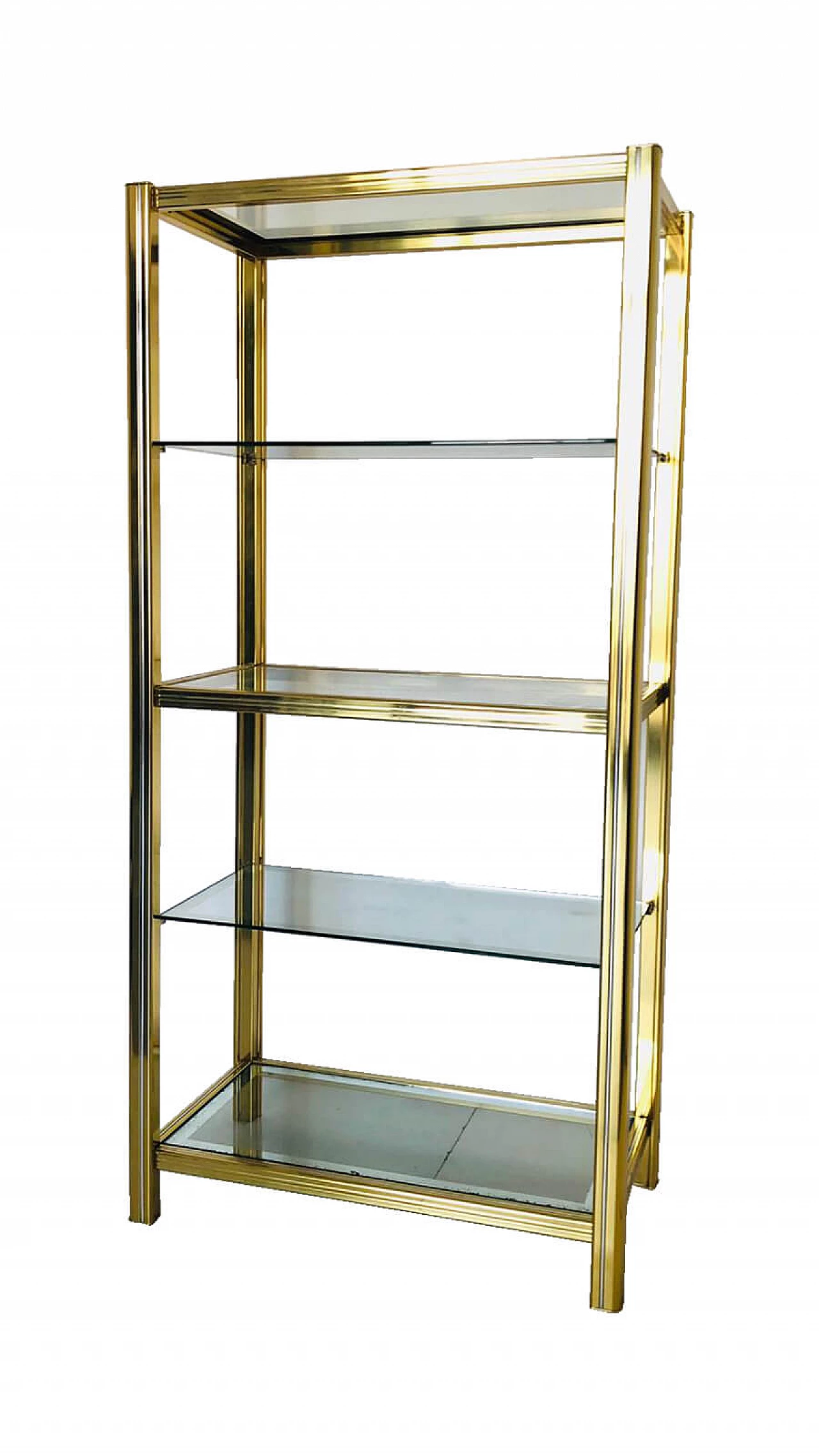 Golden metal bookcase, Romeo Rega style, 70's 1068685