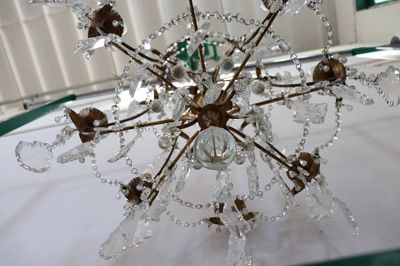 Chandelier in gilded bronze and crystals, first half of the 20th century 1068858
