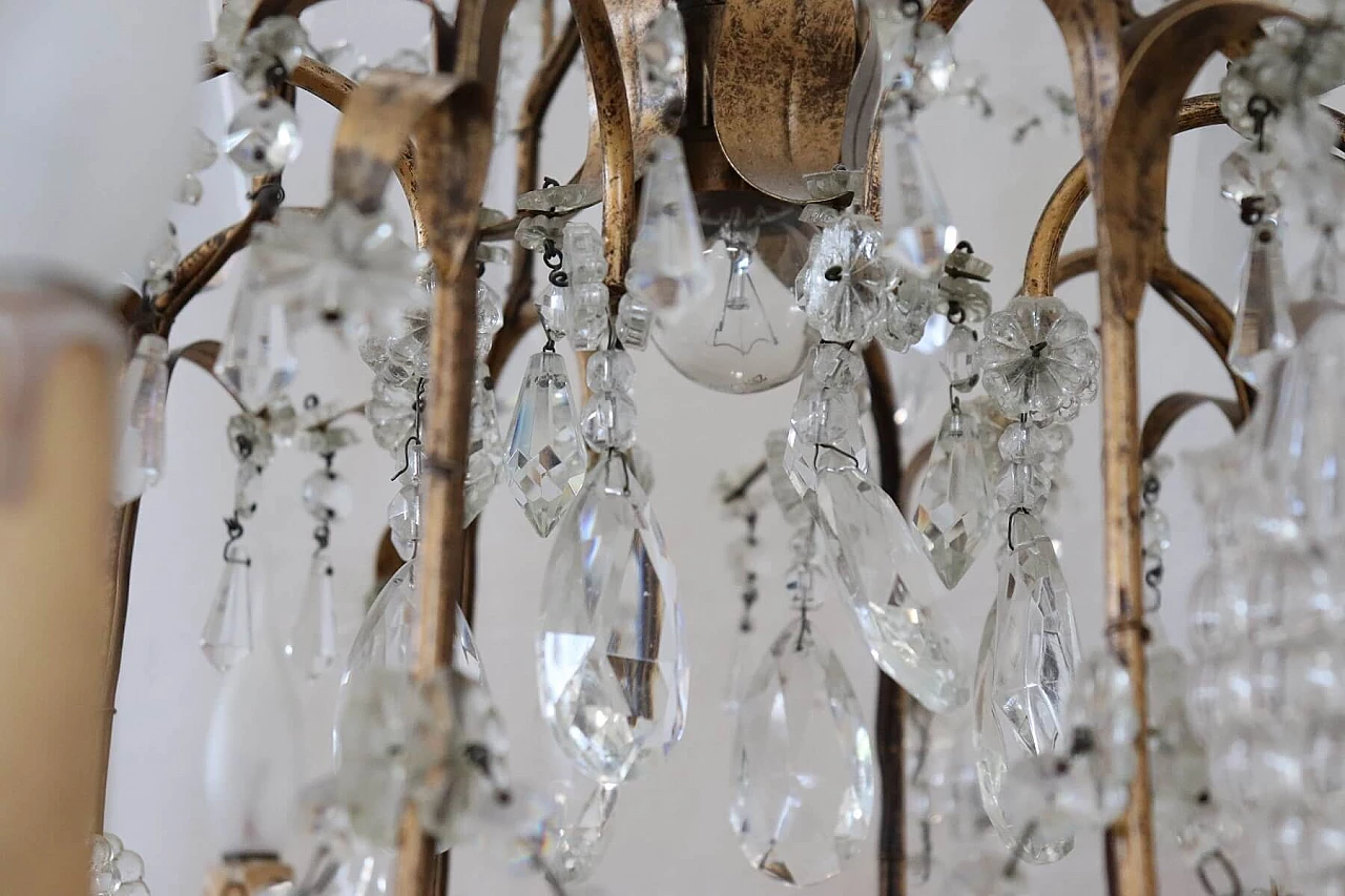 Chandelier in gilded bronze and crystals, first half of the 20th century 1068859