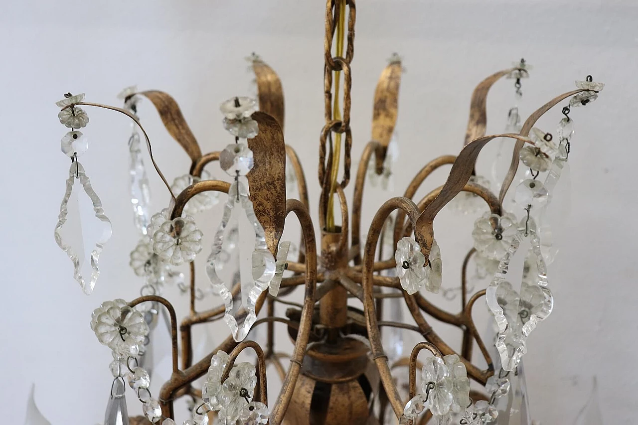 Chandelier in gilded bronze and crystals, first half of the 20th century 1068861