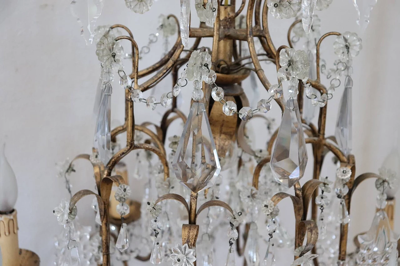 Chandelier in gilded bronze and crystals, first half of the 20th century 1068862