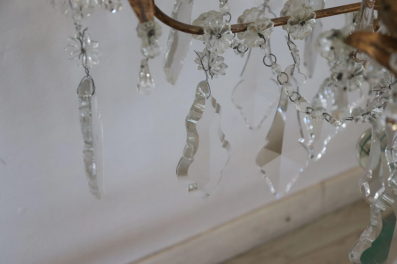Chandelier in gilded bronze and crystals, first half of the 20th century 1068863