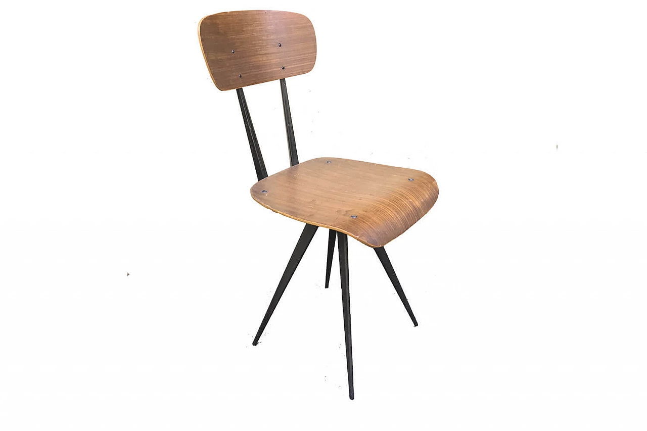 Italian prototype wooden and metal chair, unknown designer, 70s 1