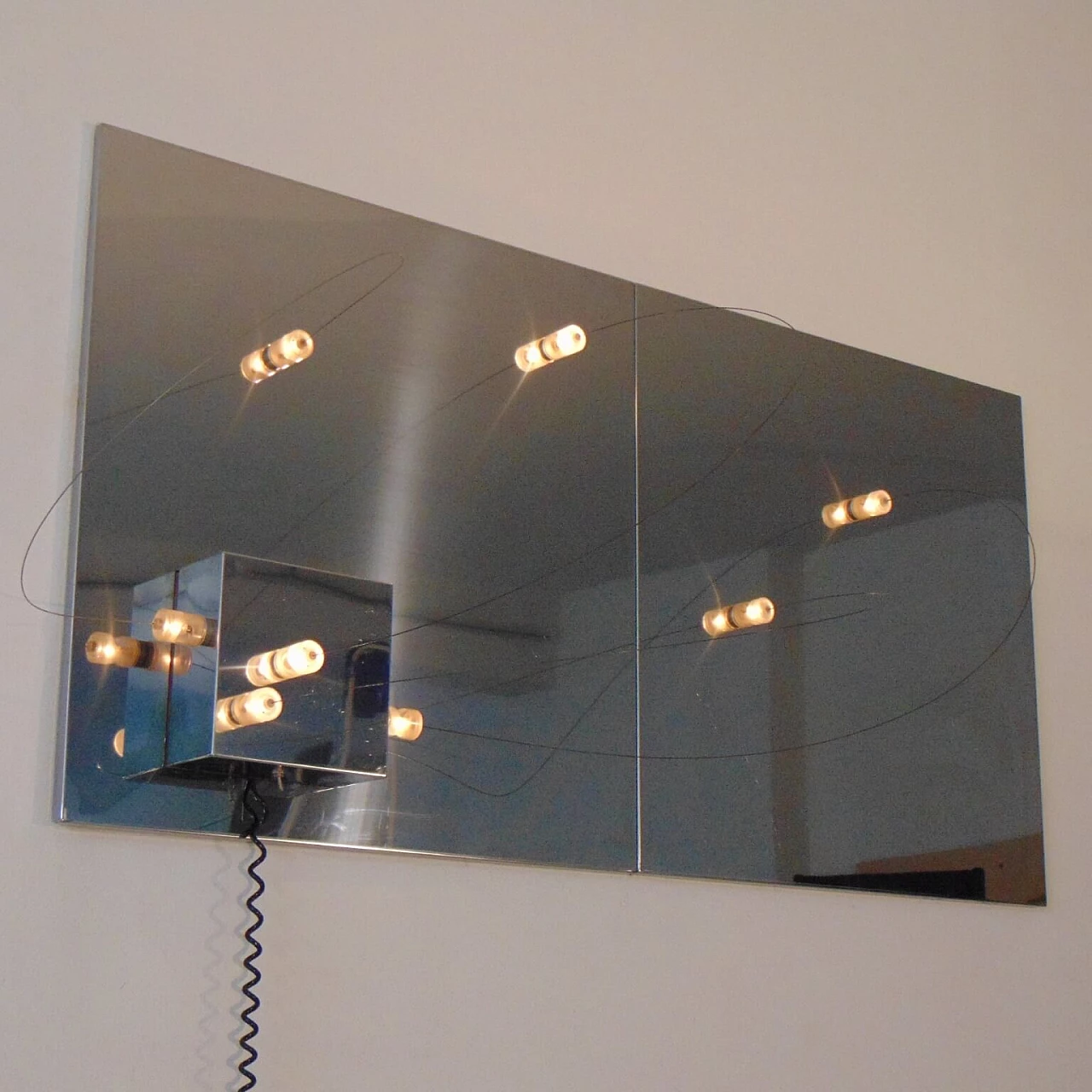 Mirrored Wall Lamp with Magnetic Movable Lights by ARDITI, Sormani Nucleo, Italy 1069173