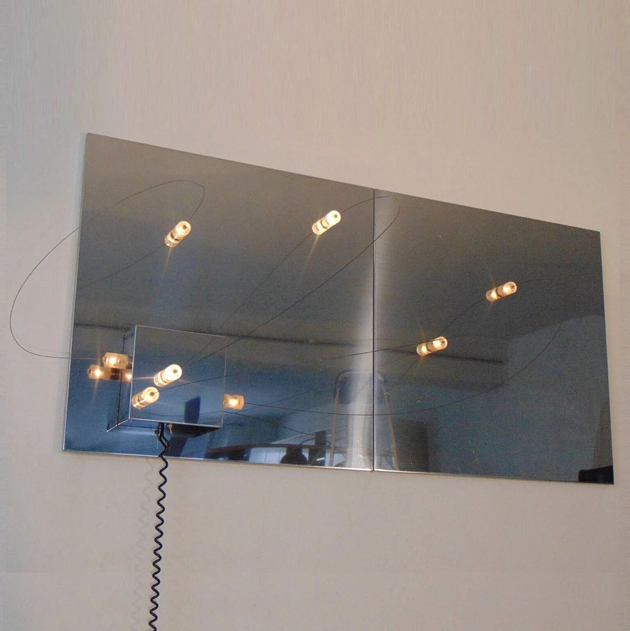 Mirrored Wall Lamp with Magnetic Movable Lights by ARDITI, Sormani Nucleo, Italy 1069174