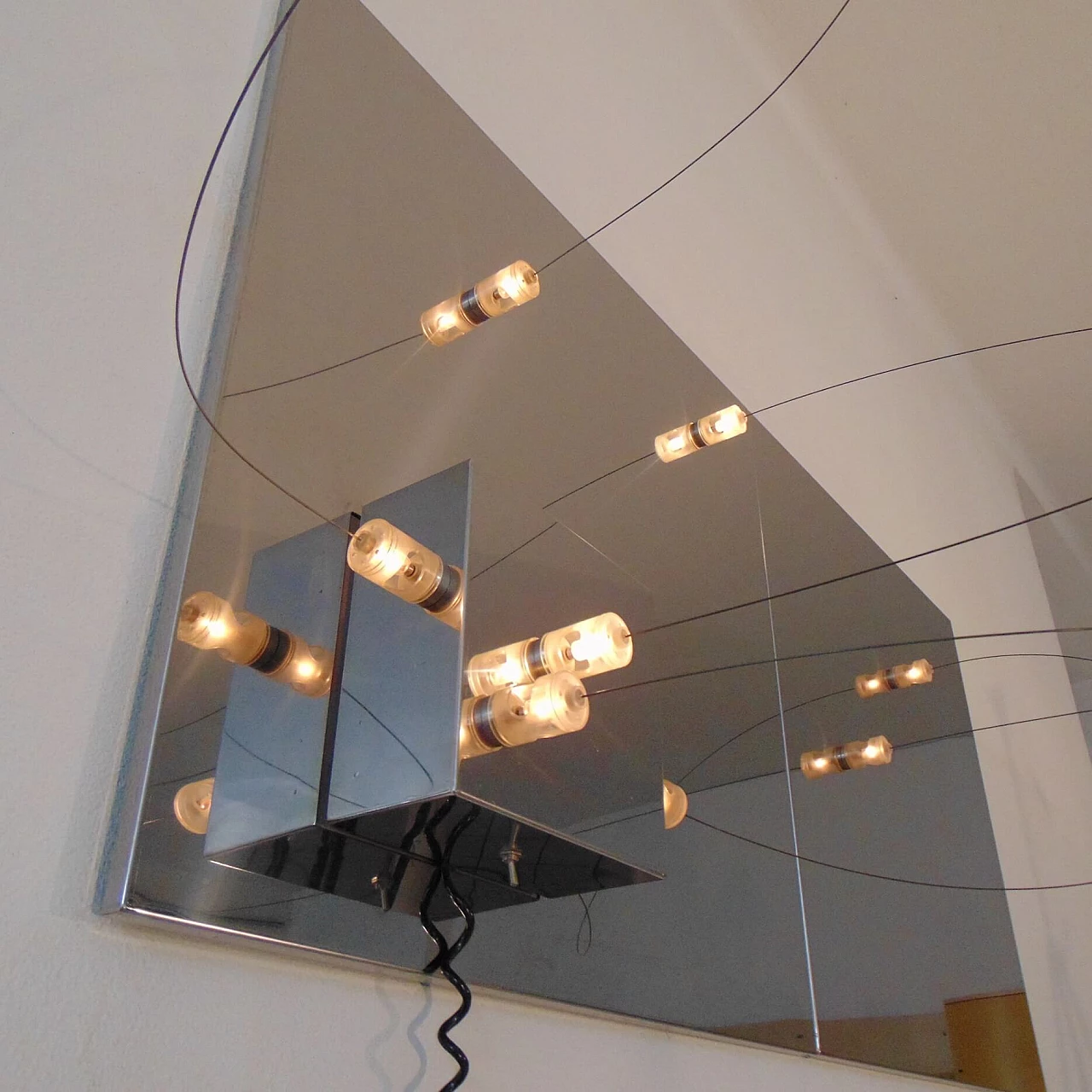 Mirrored Wall Lamp with Magnetic Movable Lights by ARDITI, Sormani Nucleo, Italy 1069177