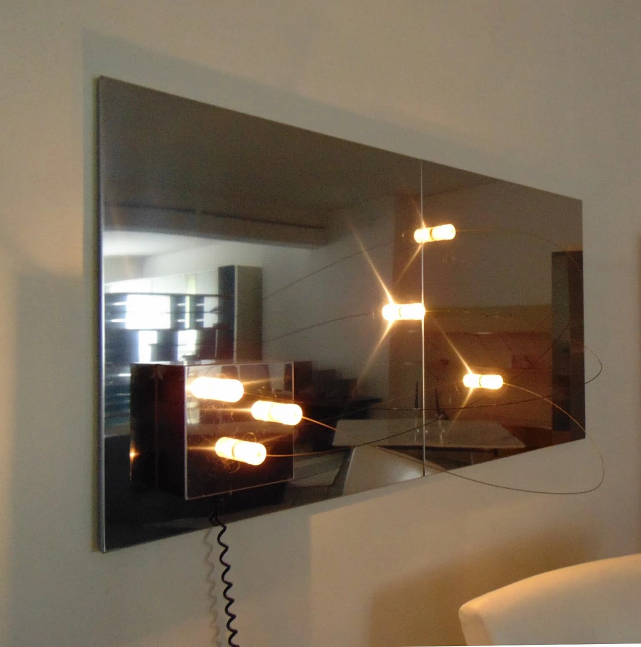 Mirrored Wall Lamp with Magnetic Movable Lights by ARDITI, Sormani Nucleo, Italy 1069183