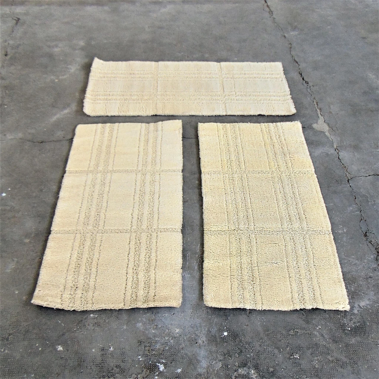 3 Tappeti danesi in pura lana vergine, tonalità crema, Eksport Hojer, anni '70 1069195