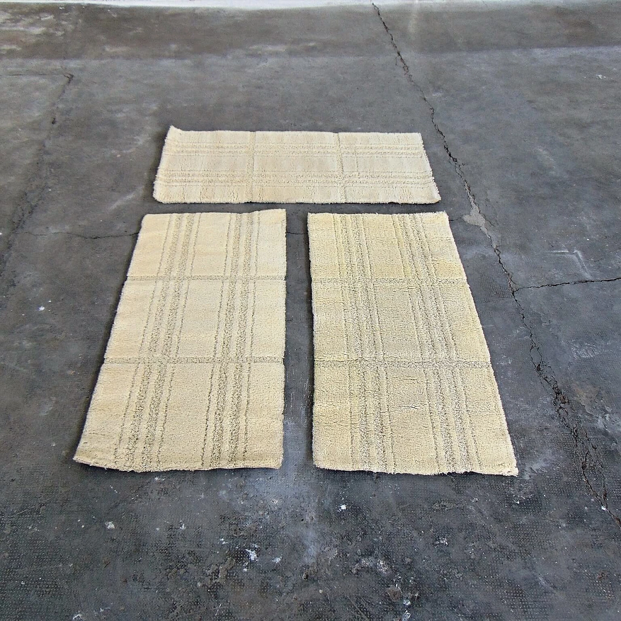 3 Tappeti danesi in pura lana vergine, tonalità crema, Eksport Hojer, anni '70 1069196