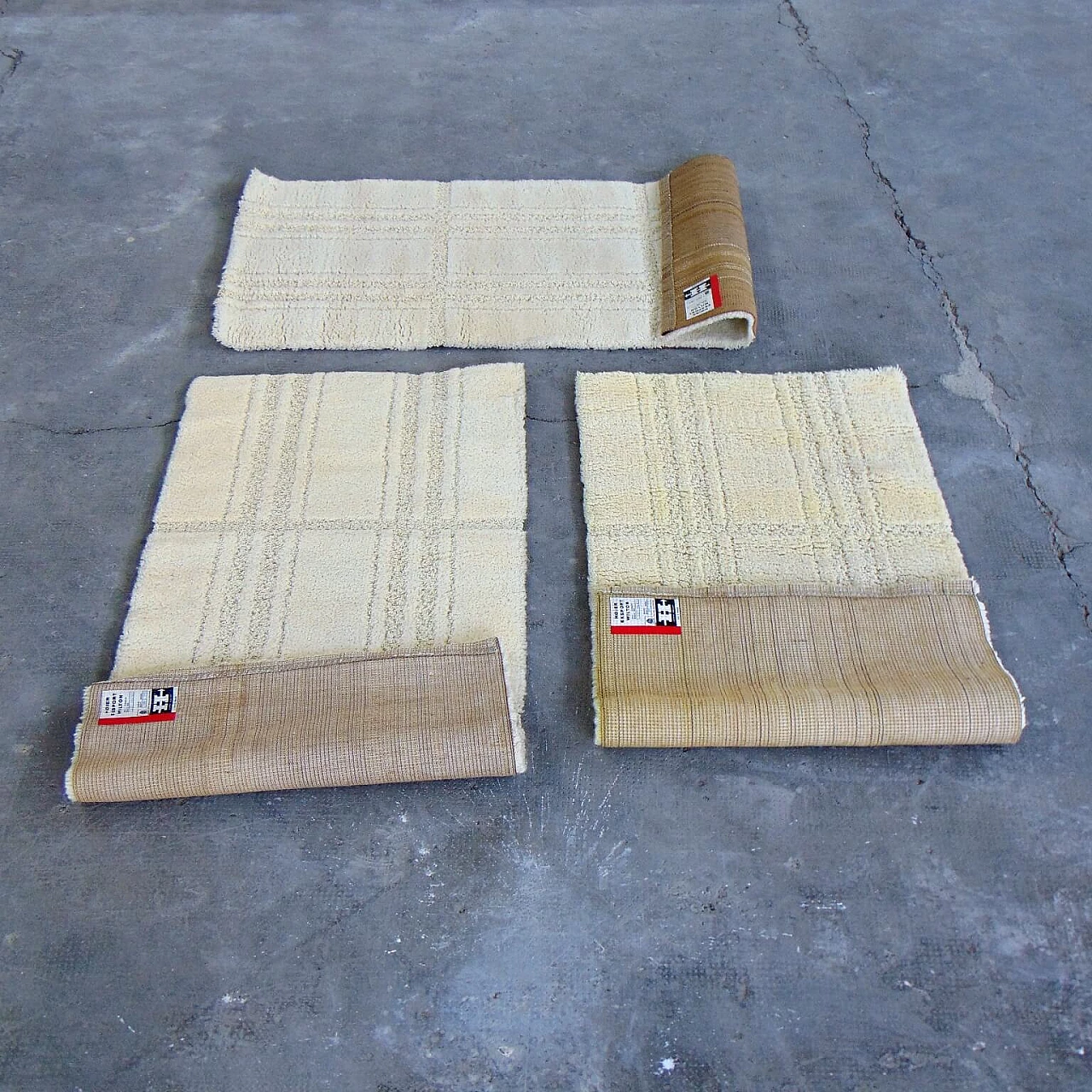 3 Tappeti danesi in pura lana vergine, tonalità crema, Eksport Hojer, anni '70 1069197