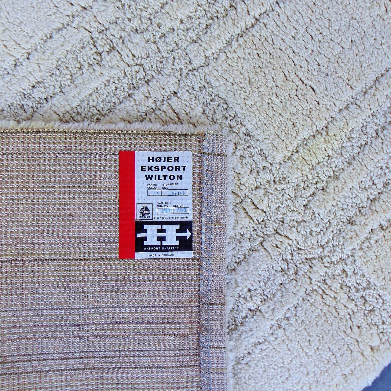 3 Pure New Wool 1970s Danish Rugs, Cream Hue, Eksport Hojer 1069199