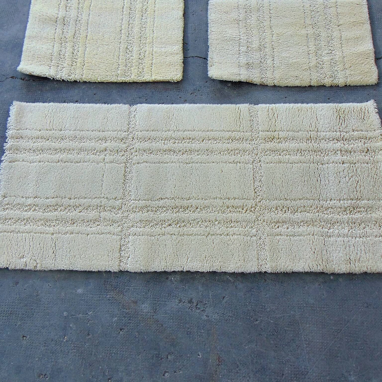 3 Pure New Wool 1970s Danish Rugs, Cream Hue, Eksport Hojer 1069209