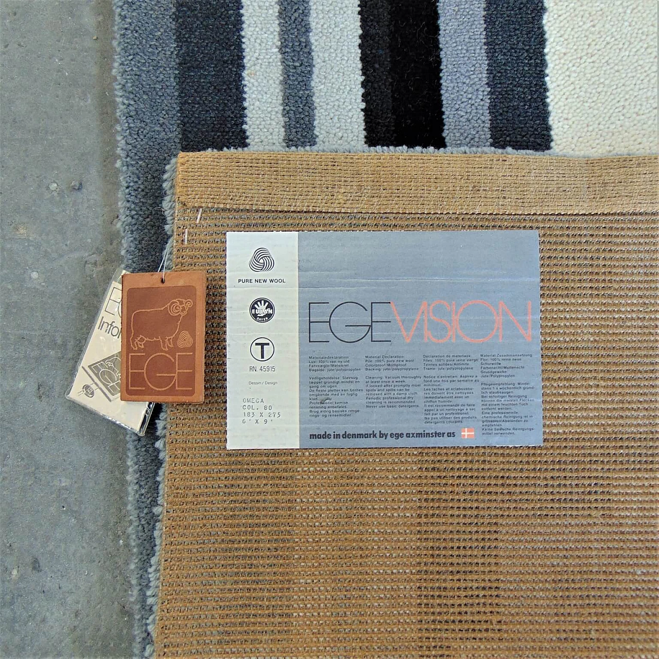 Danish Axminster Rug by EGE Pure New Wool, Cream Background Dark Rim, 1980s 1069295