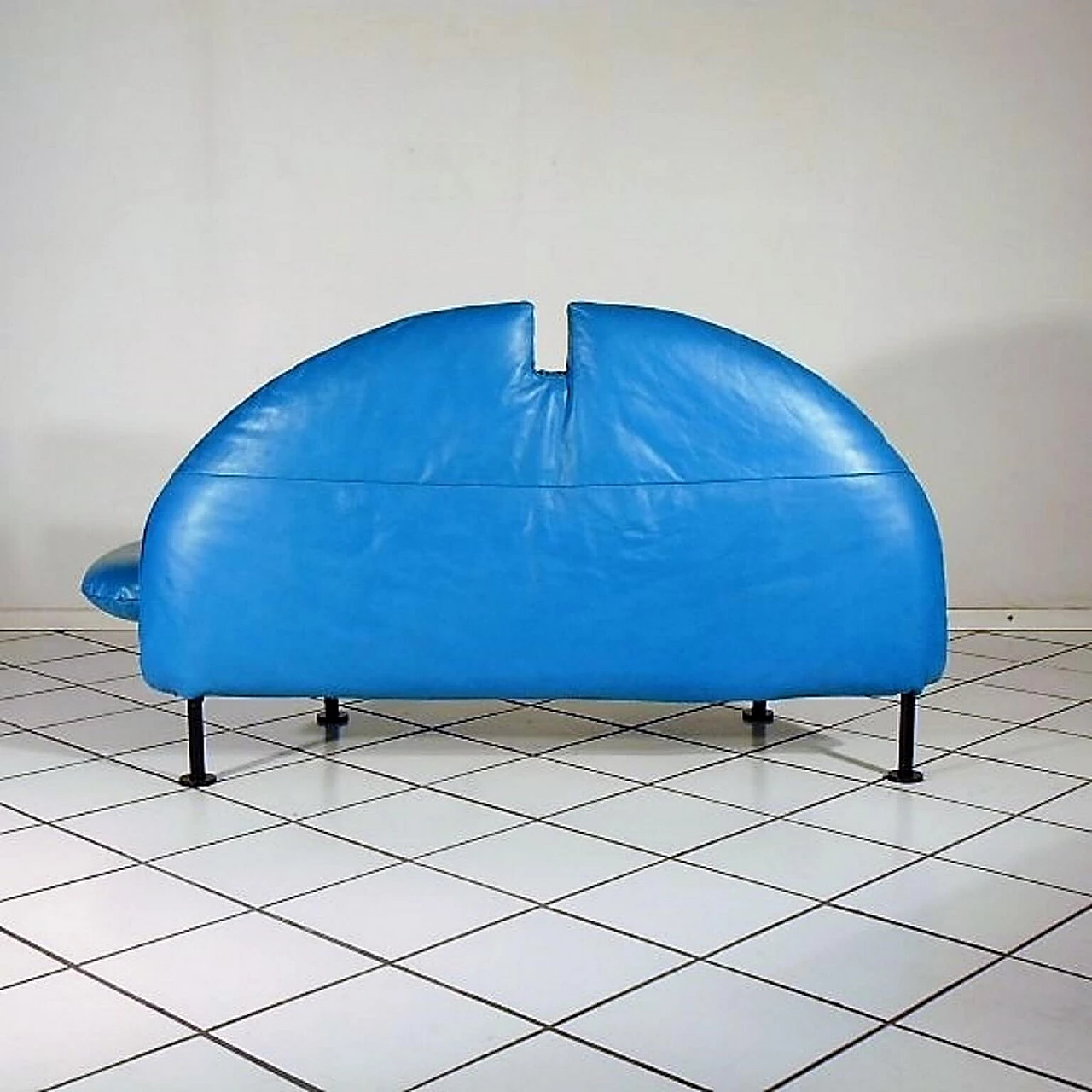 Sofa Loveseat turquoise leather by Walter Leeman for Sormani, 1980s 1069323