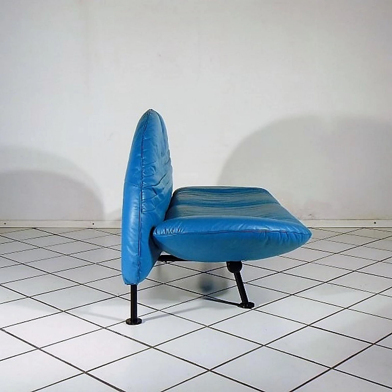 Chaise lounge "Pièce Unique", regolabile in pelle di Walter Leeman per Sormani, anni '80 1069324
