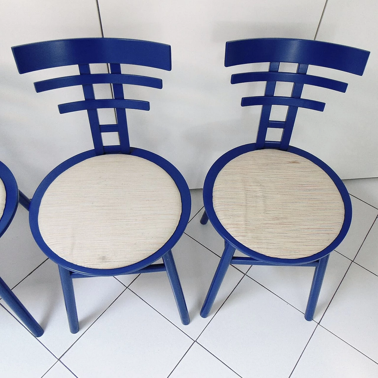 4 sedie blu di De Pas, D'urbino, Lomazzi per Sormani, anni '80 1069336