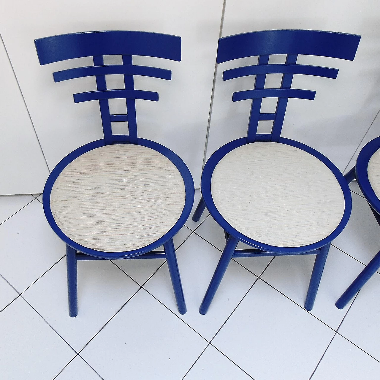 4 sedie blu di De Pas, D'urbino, Lomazzi per Sormani, anni '80 1069338