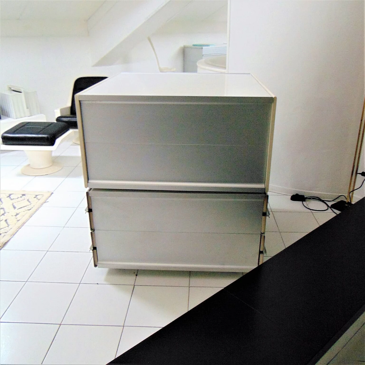 1960s Claudio Salocchi Bar Unit, Aluminium, White Lacquer for Sormani, Italy 1069357