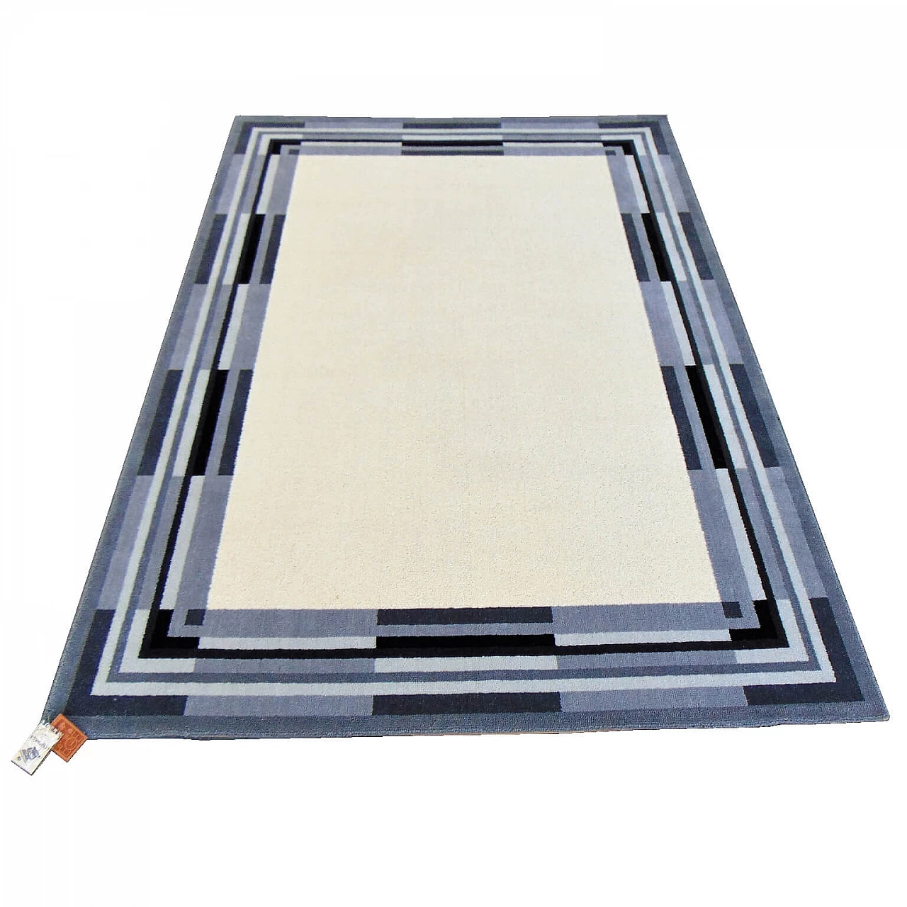 Danish Axminster Rug by EGE Pure New Wool, Cream Background Dark Rim, 1980s 1069420