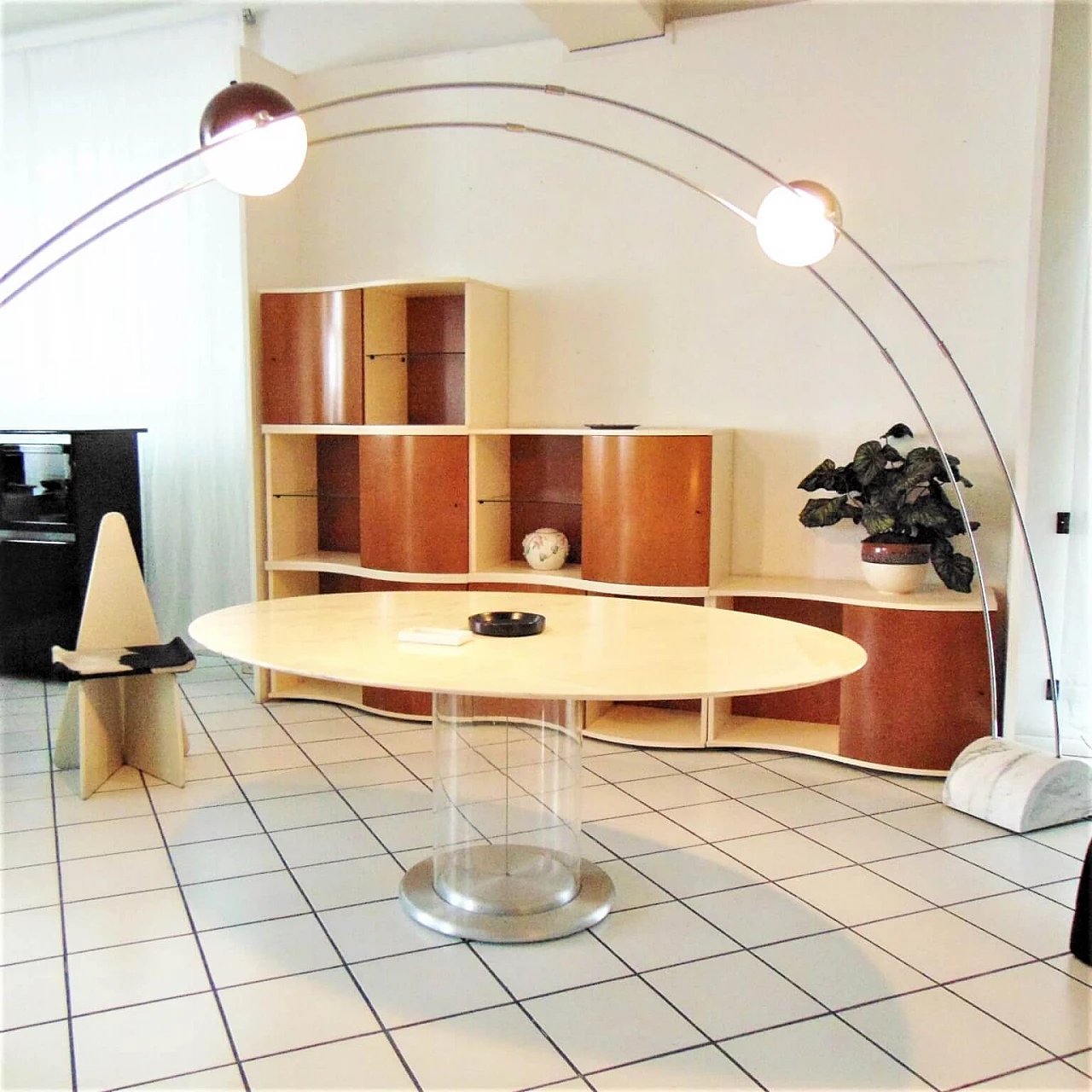 1970s Dining Table, White Marble, Lucite Base, Claudio Salocchi for Sormani Italy 1069522