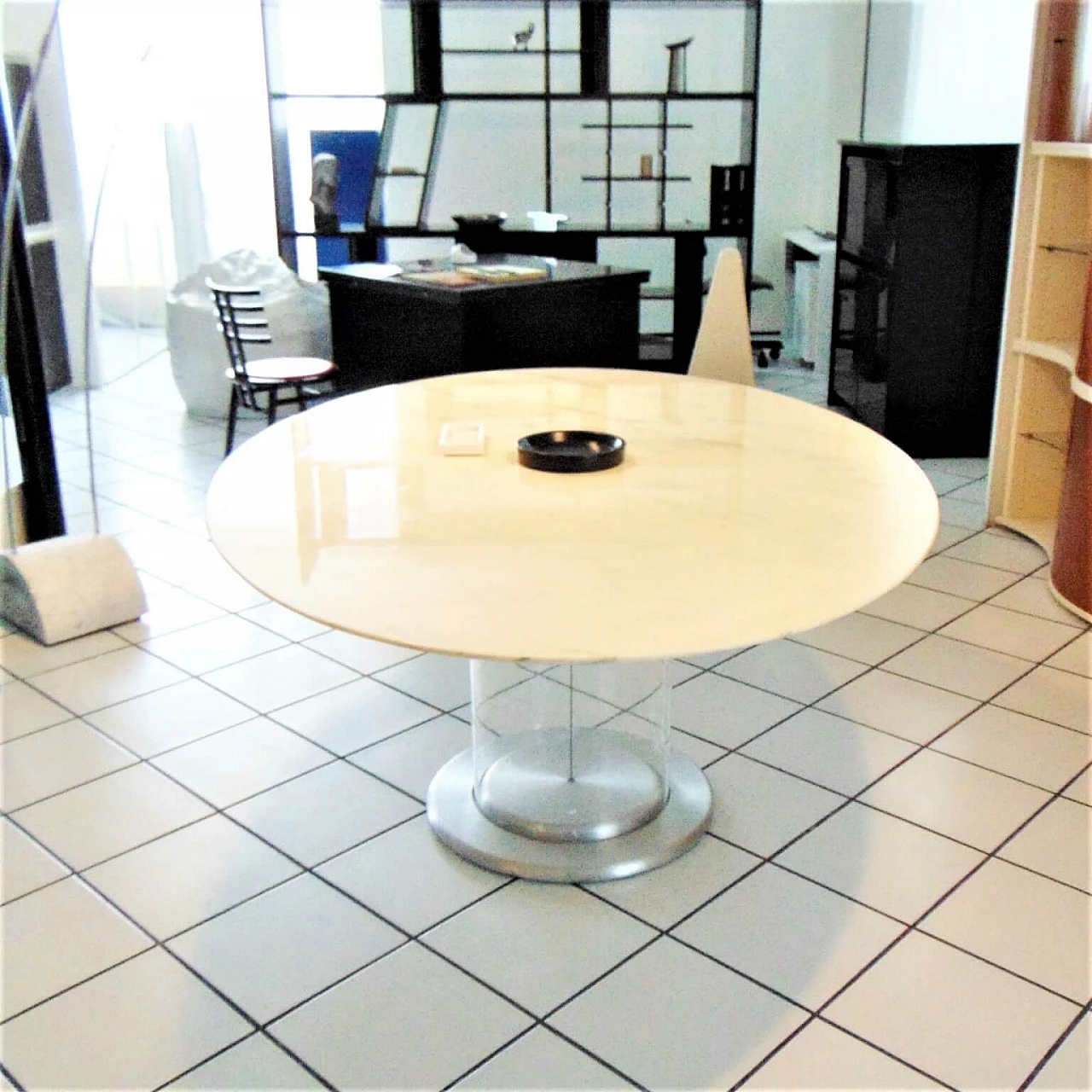 1970s Dining Table, White Marble, Lucite Base, Claudio Salocchi for Sormani Italy 1069523