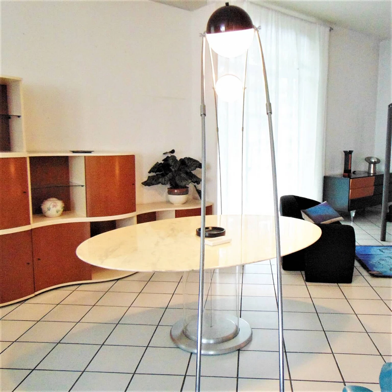 1970s Dining Table, White Marble, Lucite Base, Claudio Salocchi for Sormani Italy 1069526