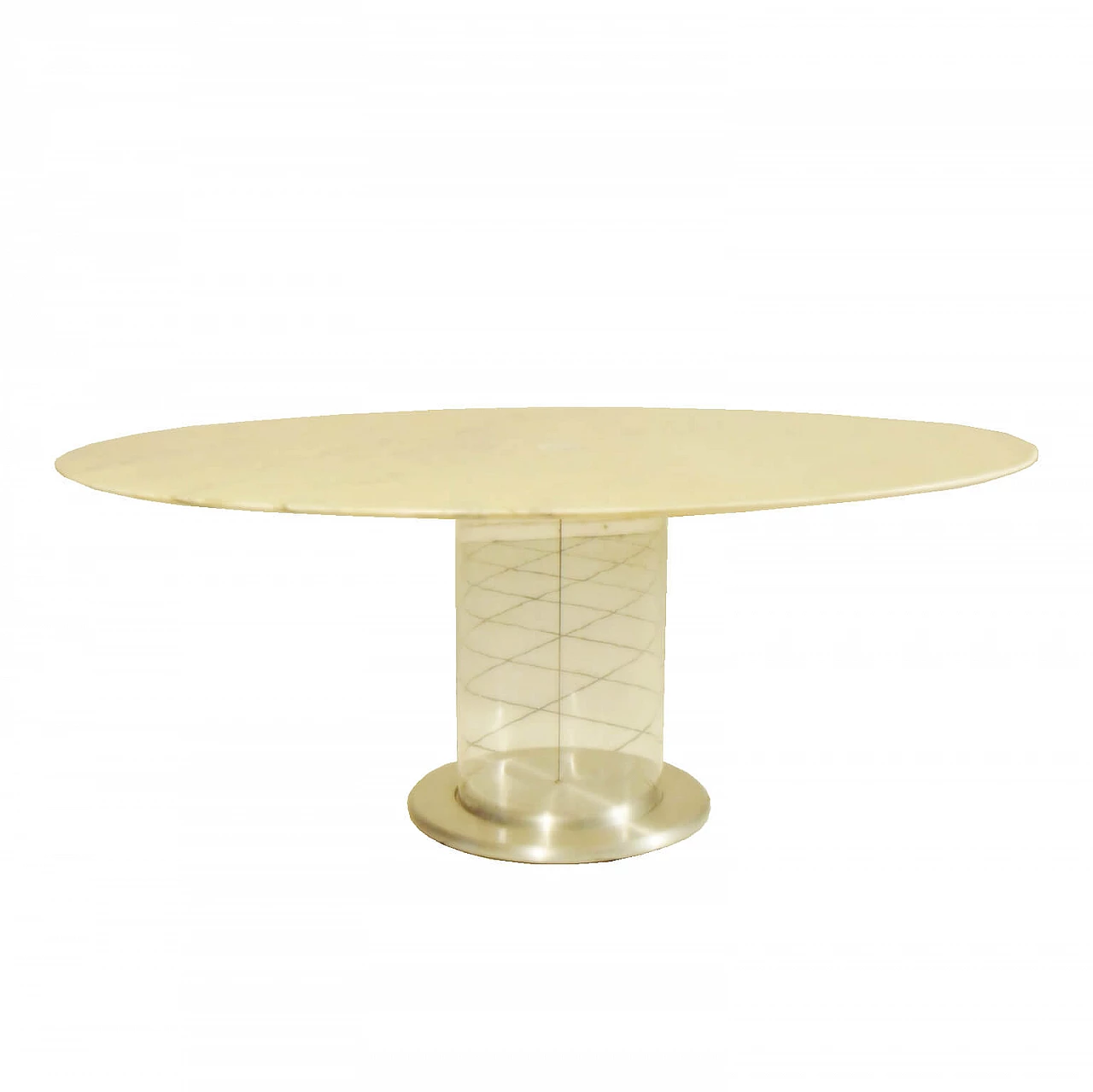 1970s Dining Table, White Marble, Lucite Base, Claudio Salocchi for Sormani Italy 1069598