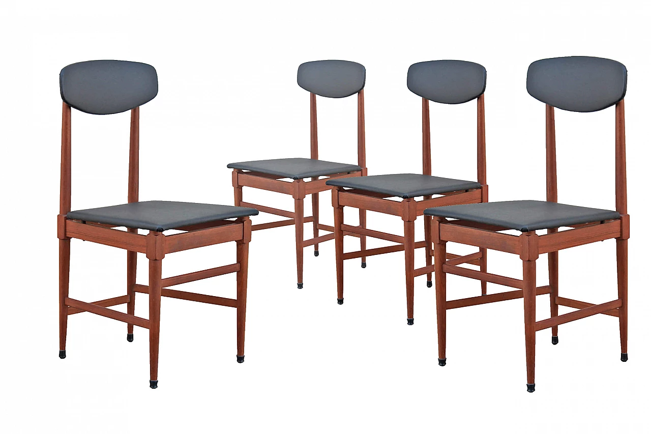 4 Scandinavian-style dining chairs, 1960s 1069981