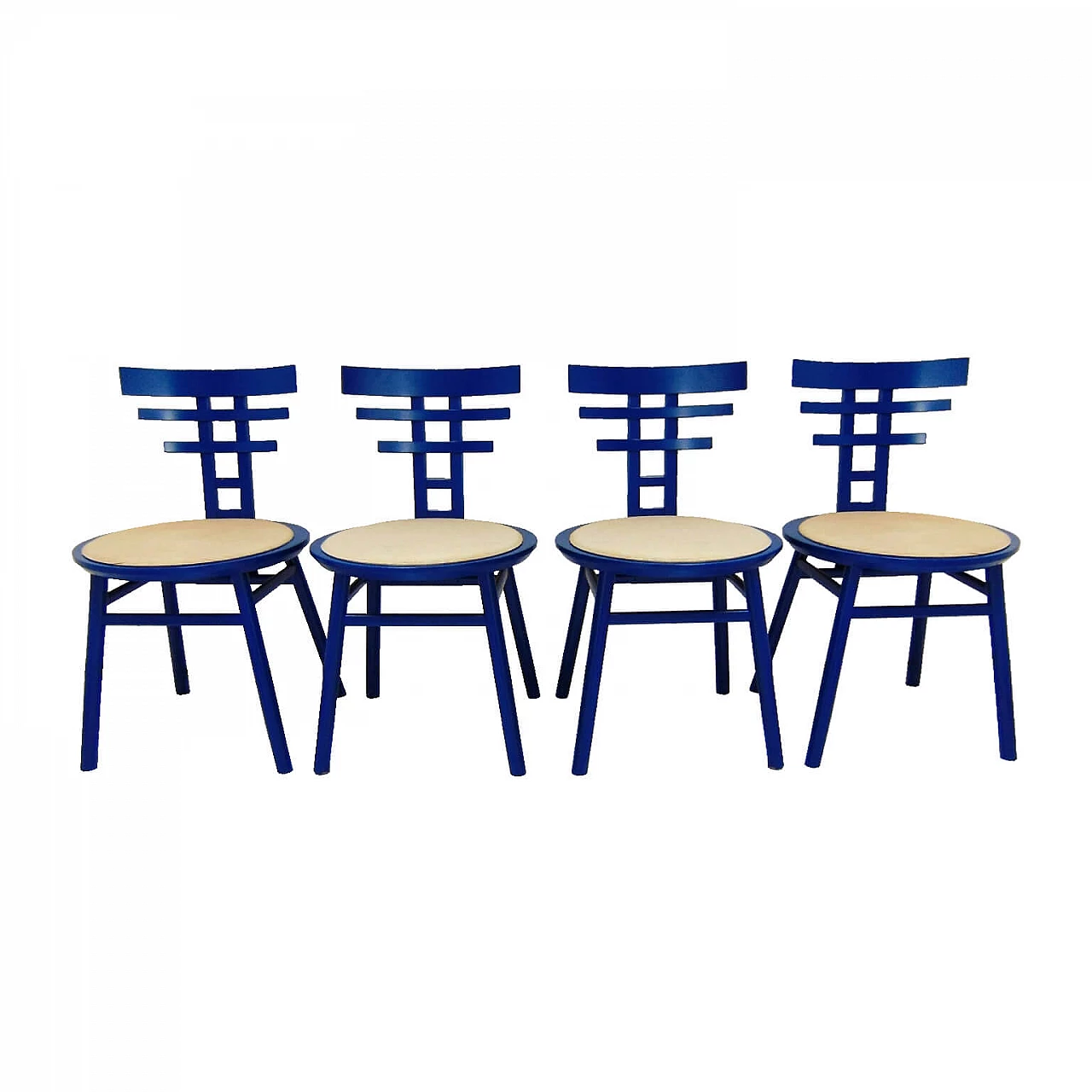 4 sedie blu di De Pas, D'urbino, Lomazzi per Sormani, anni '80 1070015