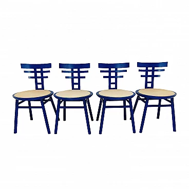 4 Blue Chairs for Sormani, De Pas, D'urbino, Lomazzi, 1980s