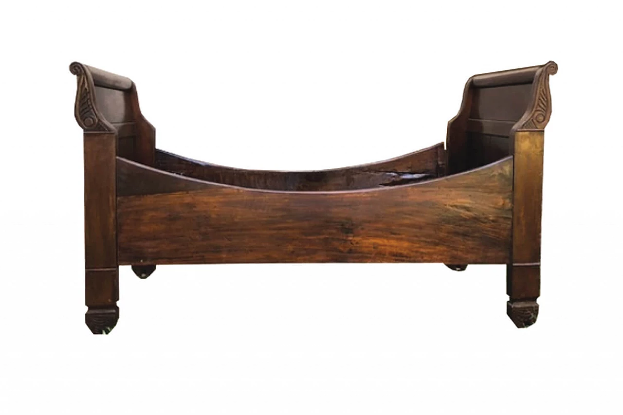 Empire style sleigh bed in walnut, Charles X, about 1830s 1