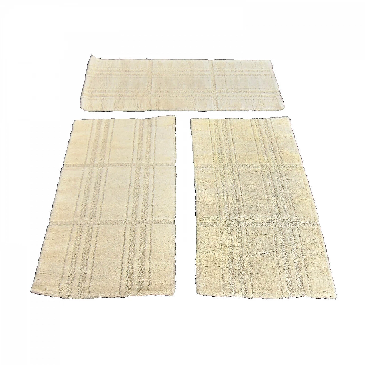 3 Tappeti danesi in pura lana vergine, tonalità crema, Eksport Hojer, anni '70 1070232