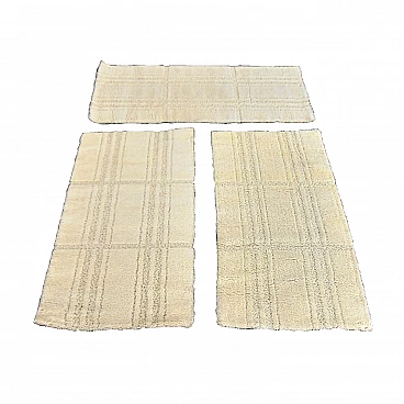 3 Tappeti danesi in pura lana vergine, tonalità crema, Eksport Hojer, anni '70