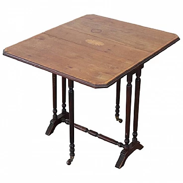 Antique coffee table a bandelle for living rooms in inlaid walnut, 19th century