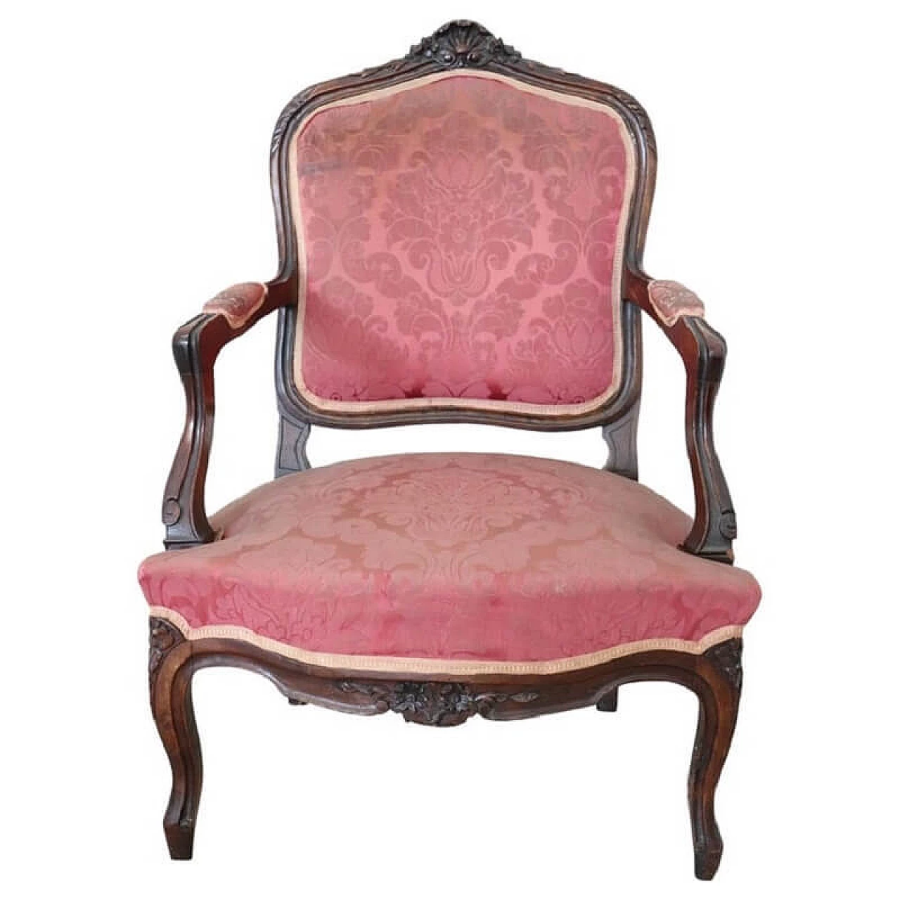 Poltrona antica in noce stile Luigi XV, fine sec. XIX 1070353