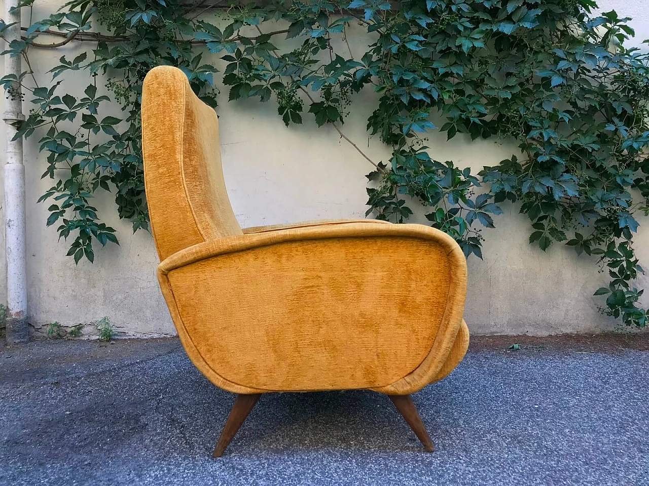 Poltrona arflex zanuso in velluto ocra 2