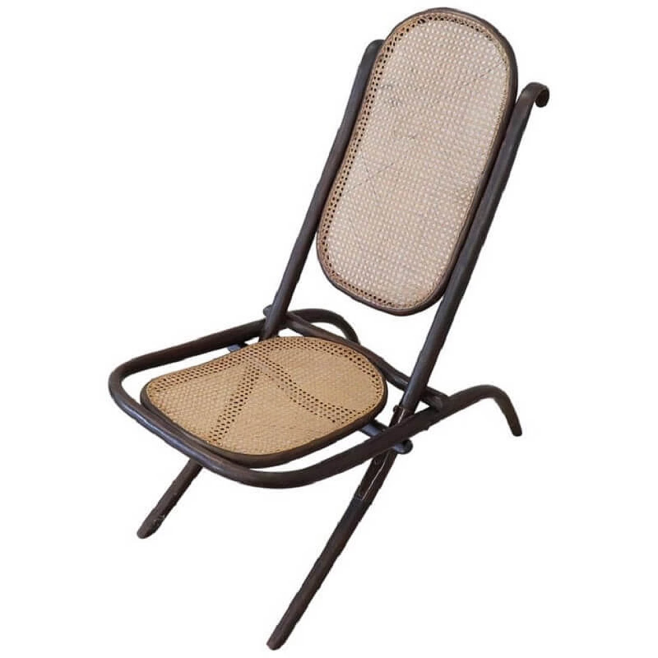 Sedia antica pieghevole in faggio curvato tipo Thonet 1070595