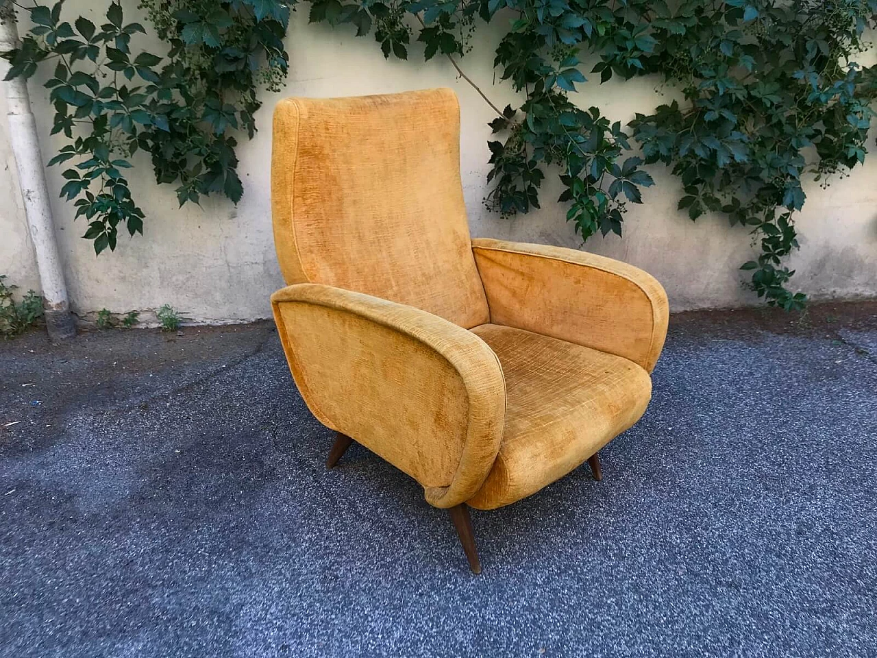 Poltrona arflex zanuso in velluto ocra 10