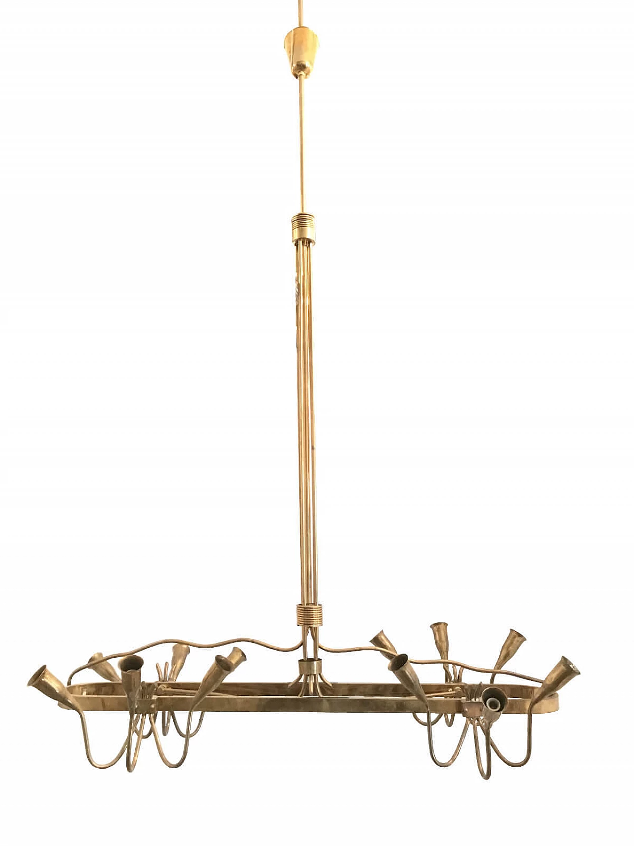 Brass chandelier with vegetal motifs, 40s 5