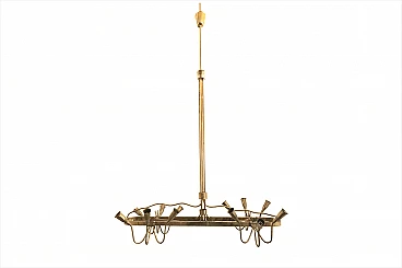 Brass chandelier with vegetal motifs, 40s