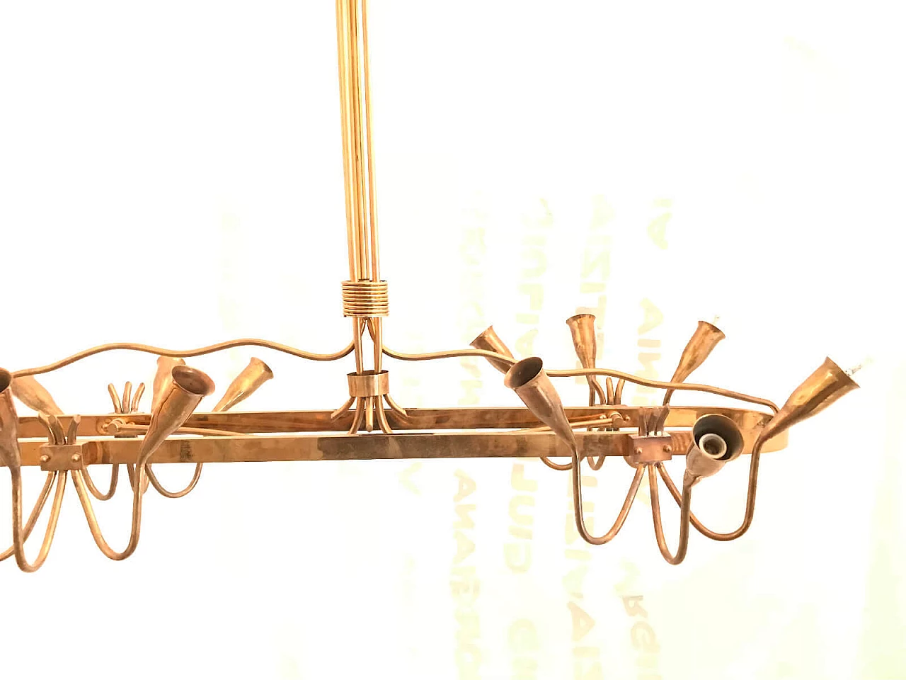 Brass chandelier with vegetal motifs, 40s 2